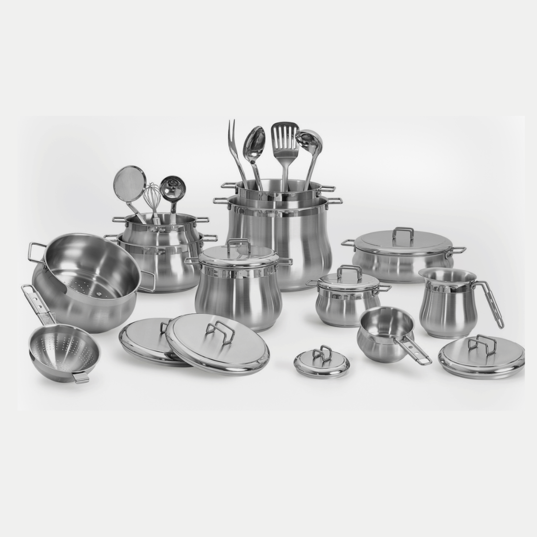 batteria di pentole in acciaio inox